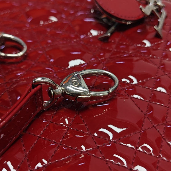 Lady Dior Large Cannage Patent Leather Red
