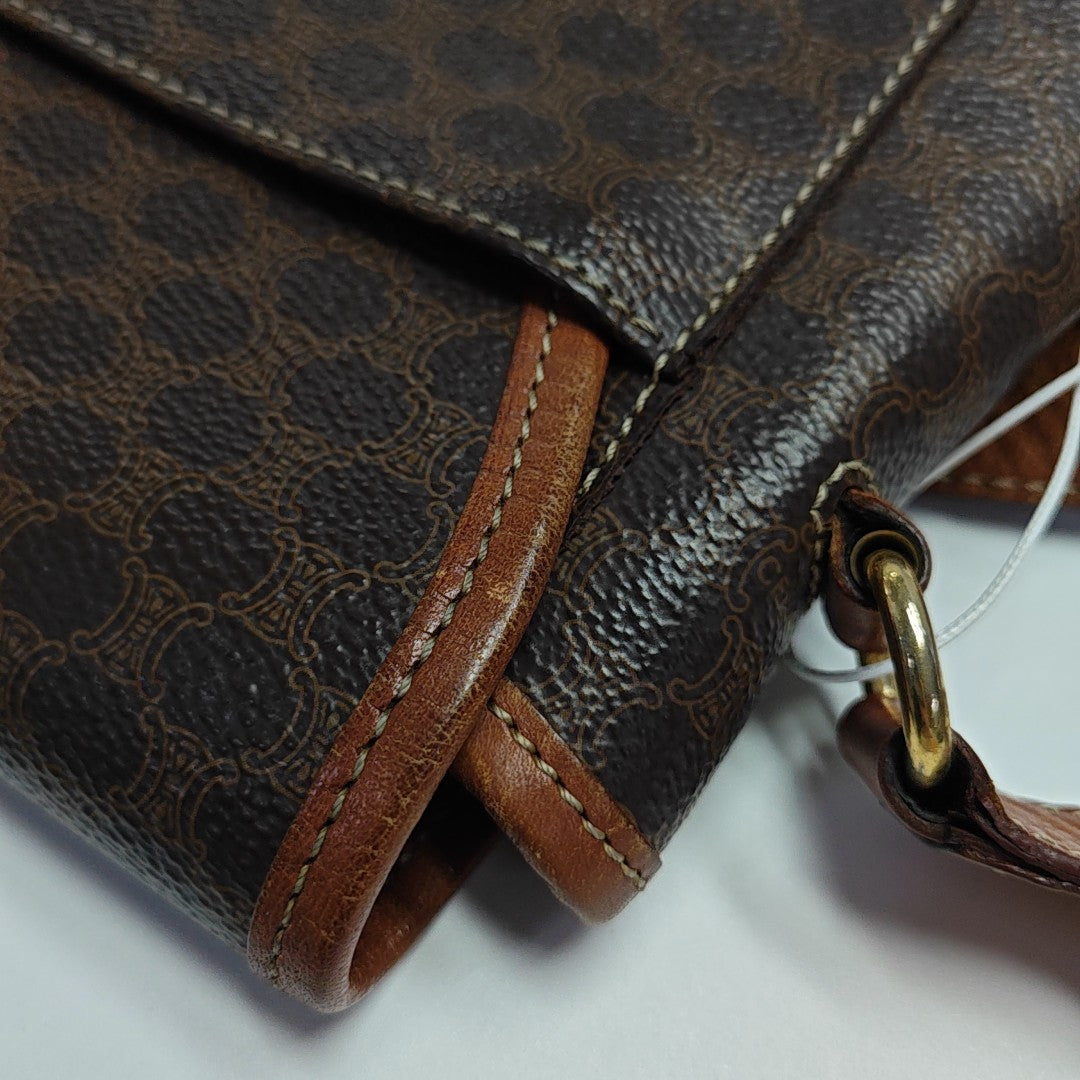 Coated Canvas Shoulder Bag Brown