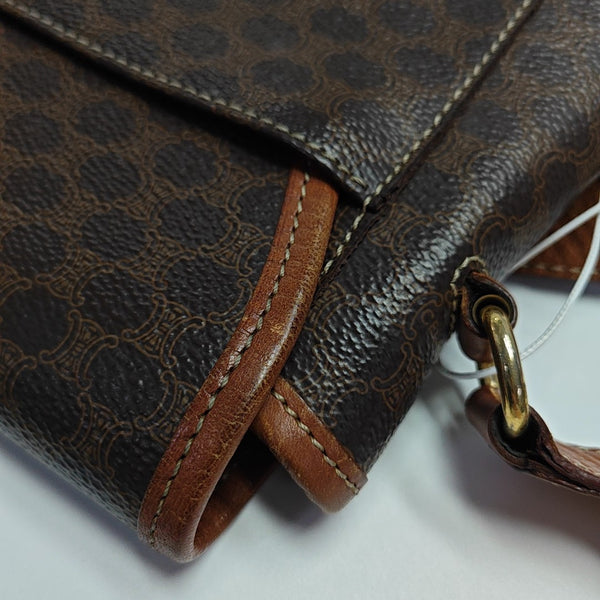 Coated Canvas Shoulder Bag Brown