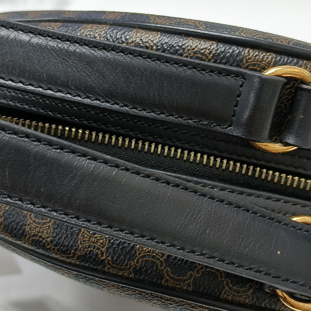 Coated Canvas Top Handle Bag Black