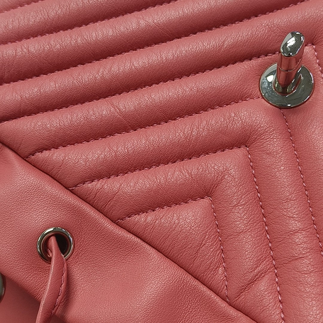 Chevron Calfskin Backpack Pink