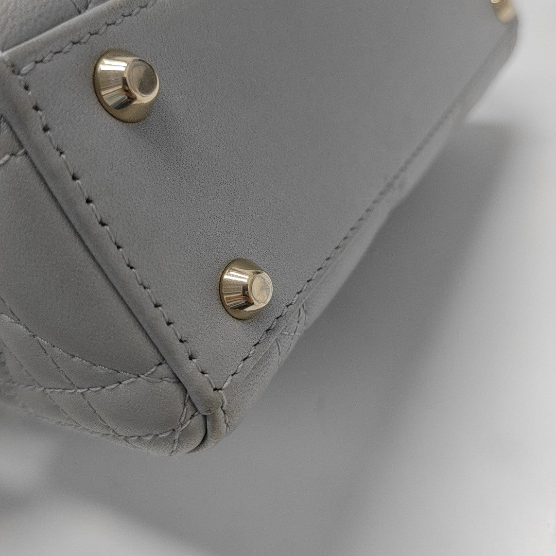 Lady Dior Mini Cannage Lambskin Gray