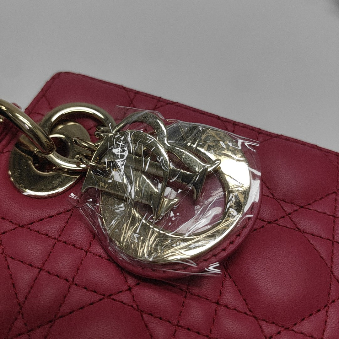 Lady Dior Small Cannage Lambskin Red