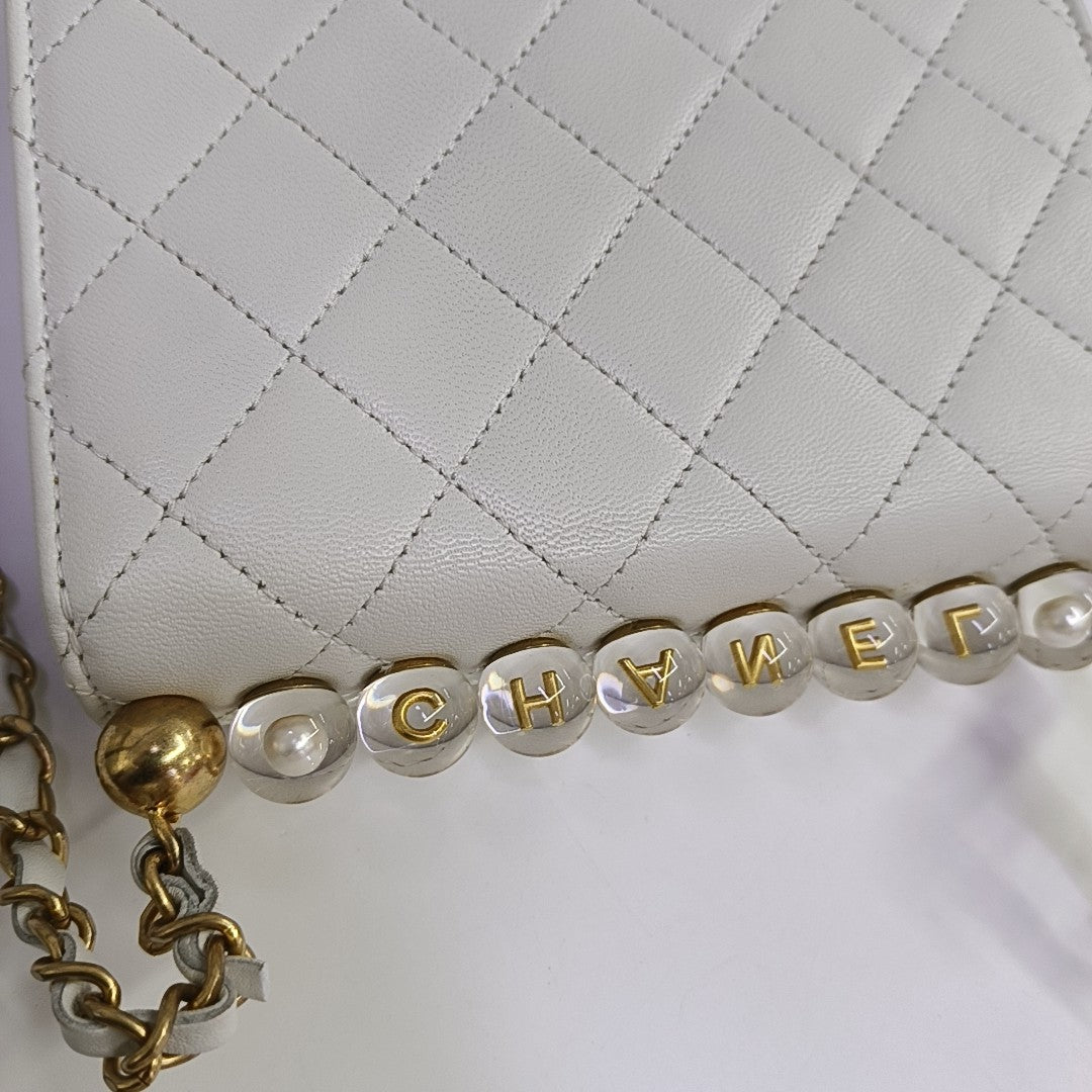 CLASSIC FLAP Mini Quilted Lambskin White
