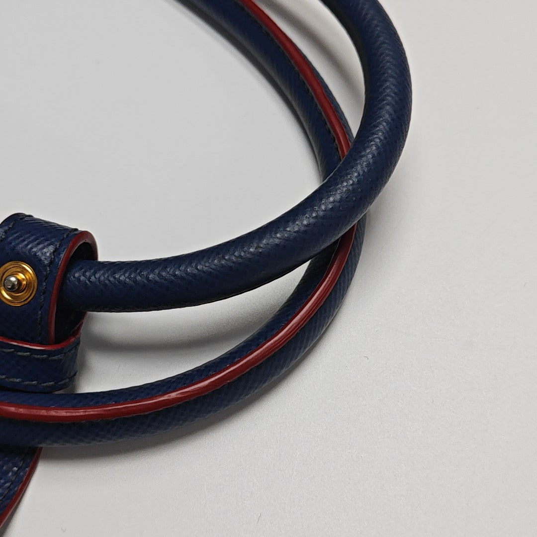 Double Large Saffiano Calfskin Blue