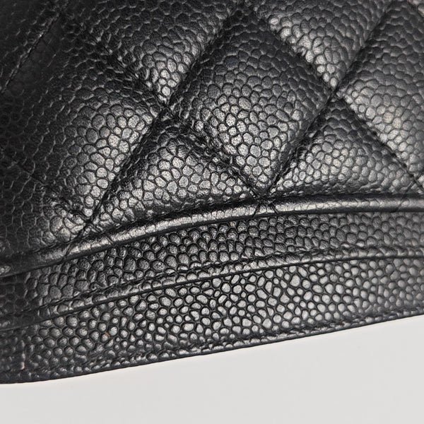 Authenticated pre-owned  CLASSIC FLAP Quilted Grained Calfskin Black Card Holder - Card Holder at Looply