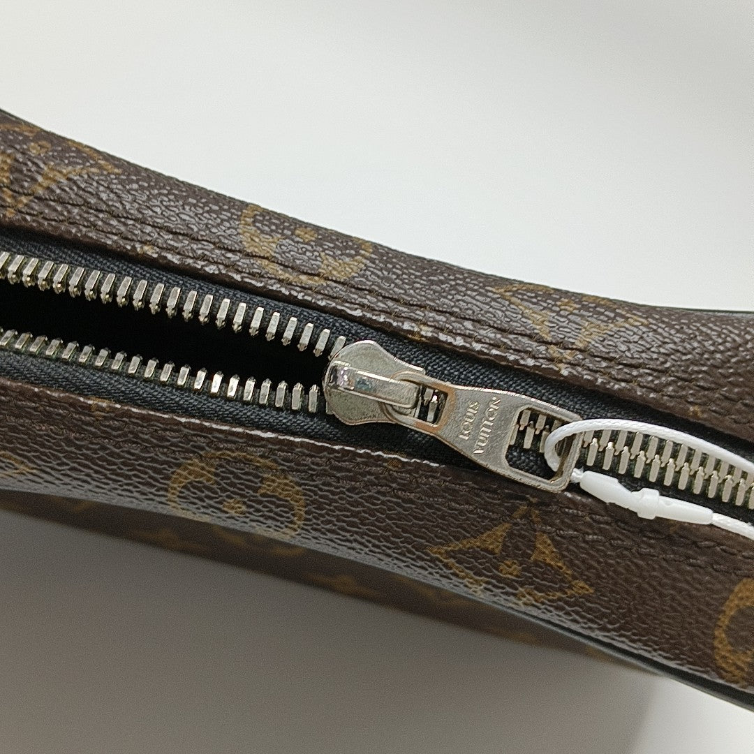 Monogram Coated Canvas Clutch PM Brown