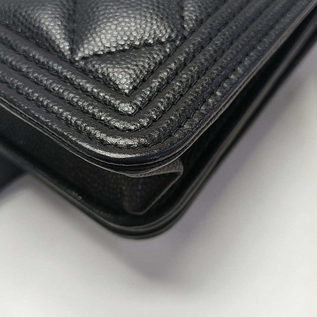 BOY CHANEL Mini Quilted Grained Calfskin Black