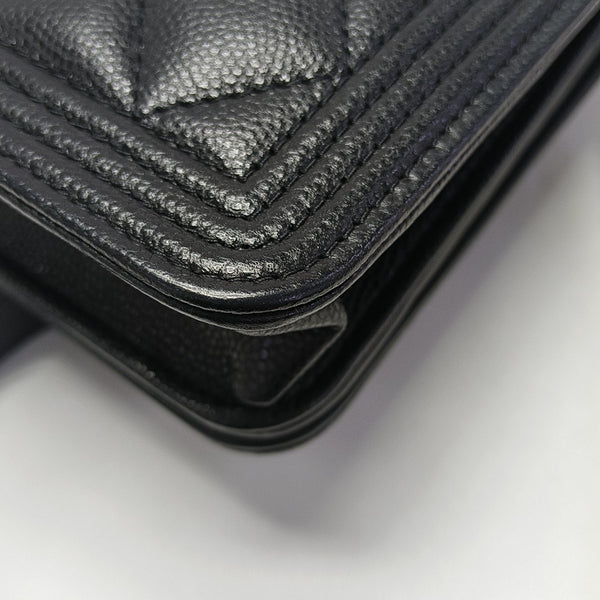 BOY CHANEL Mini Quilted Grained Calfskin Black