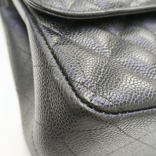 CLASSIC FLAP Jumbo Quilted Grained Calfskin Black