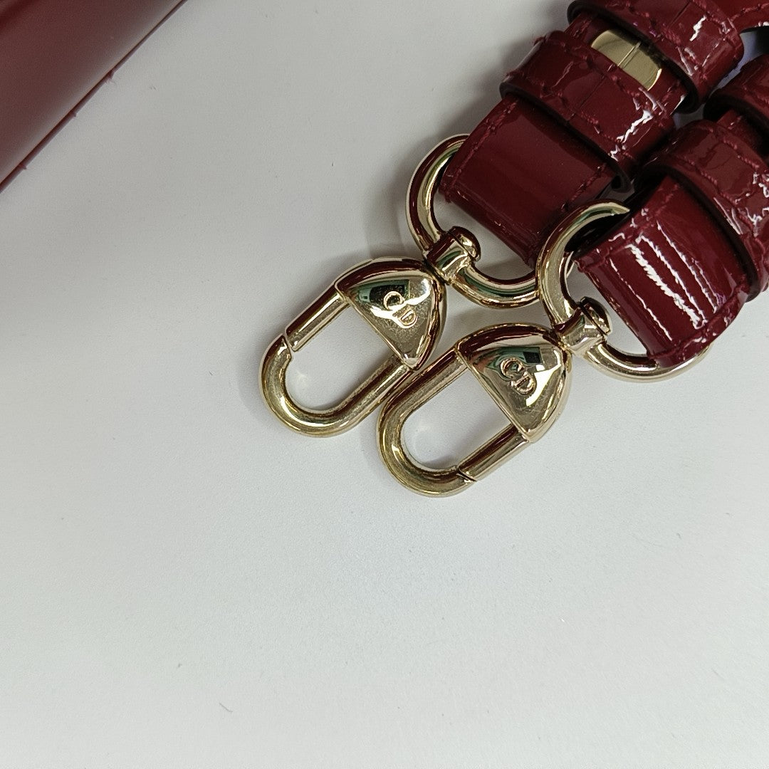 Lady Dior Small Cannage Patent Leather Red