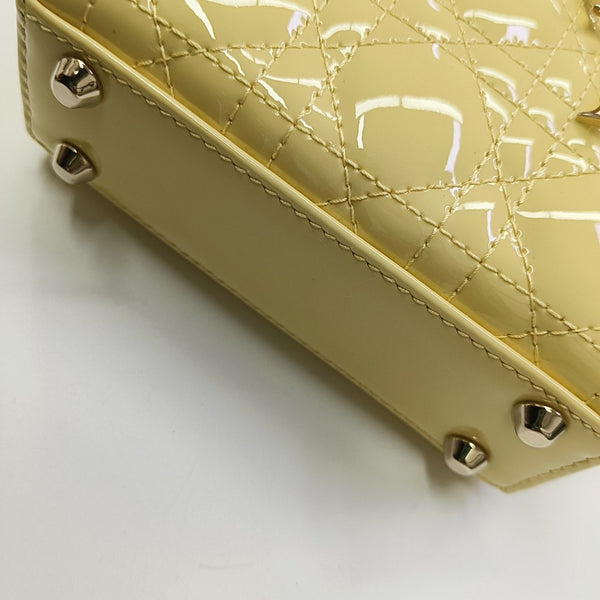 Lady Dior Super Mini Cannage Patent Lambskin Yellow