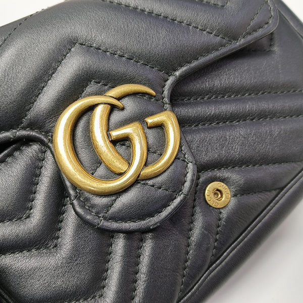 GG Marmont Mini Quilted Calfskin Black
