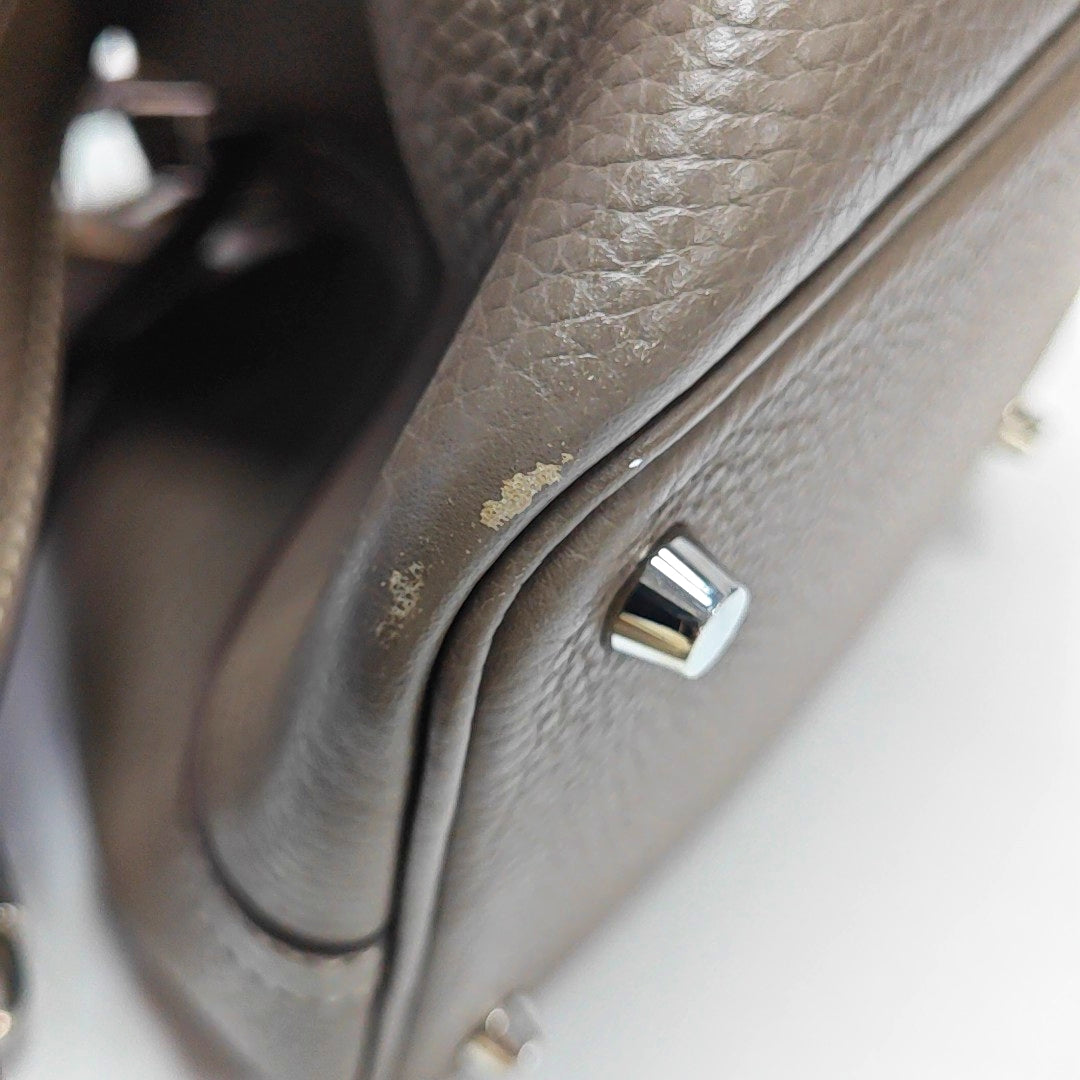 Authenticated pre-owned  Picotin Lock 18 Clemence Grey - Bucket Bag at Looply