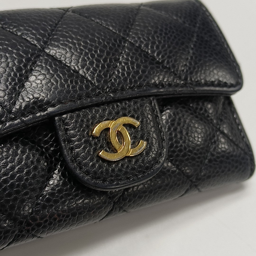 CLASSIC FLAP Quilted Grained Calfskin Black Wallet