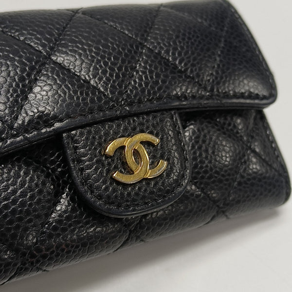 CLASSIC FLAP Quilted Grained Calfskin Black Wallet