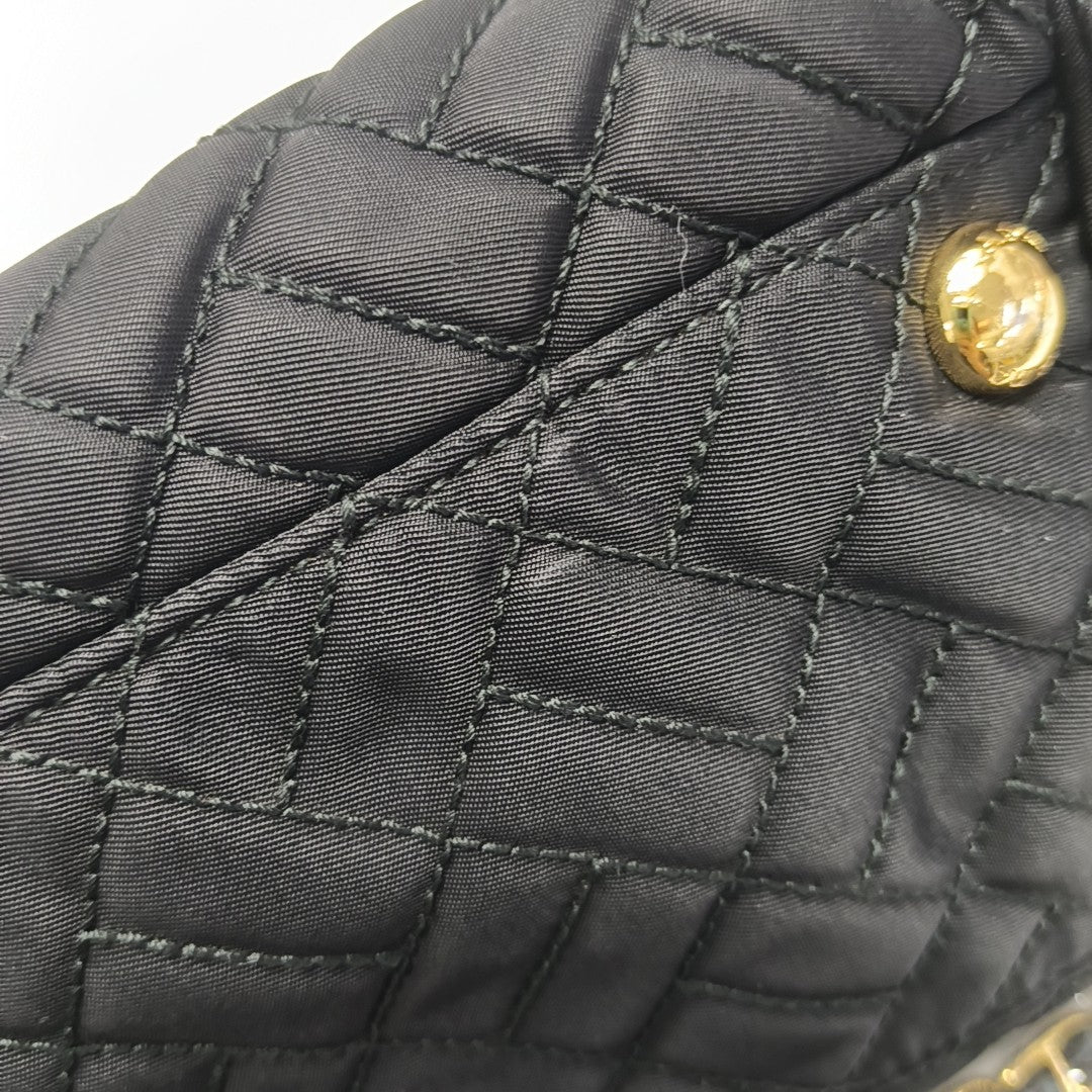 Quilted Nylon Shoulder Bag Black