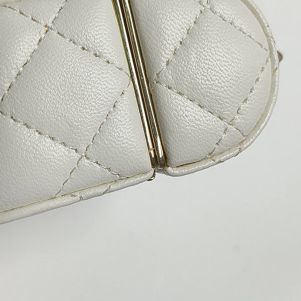 Quilted Lambskin Shoulder Bag White