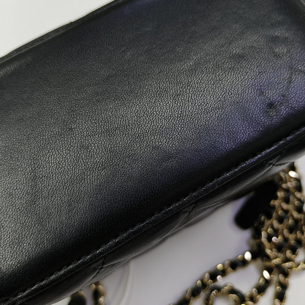 Quilted Lambskin Shoulder Bag Black
