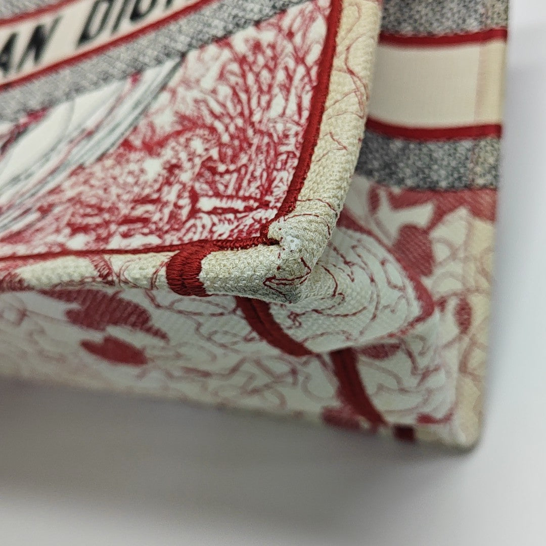 Book Tote Medium Fabric Red