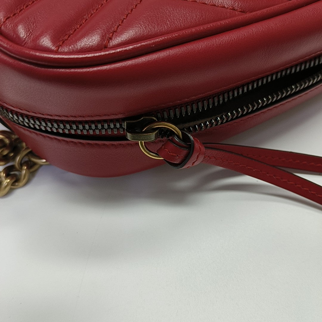 GG Marmont Small Quilted Calfskin Red