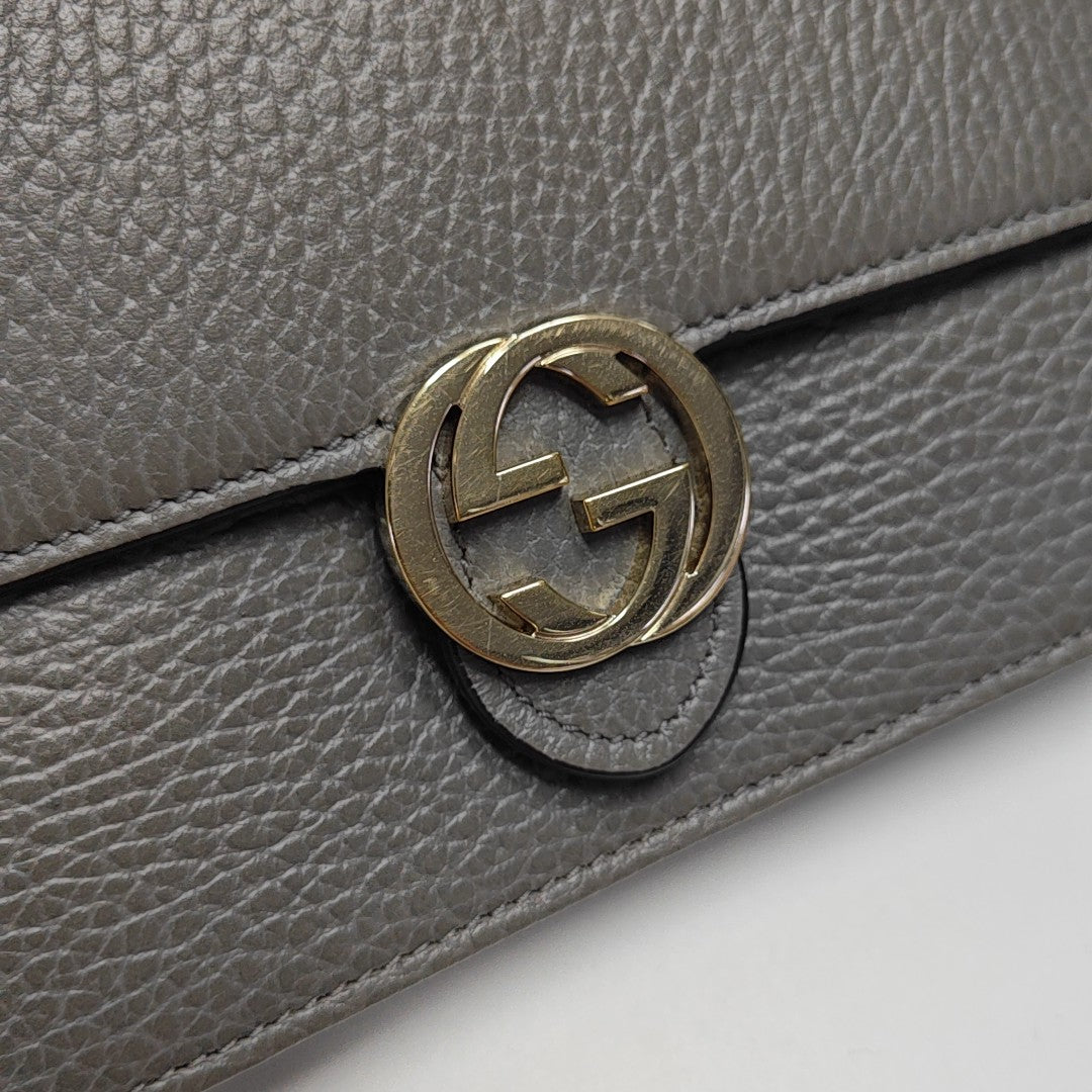Interlocking G Small Calfskin Gray