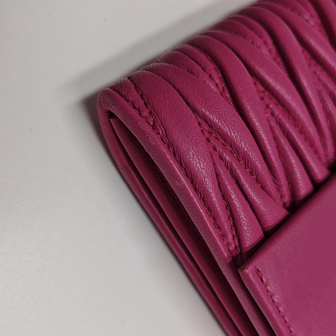 Flap Wallet Quilted Lambskin Red Wallet