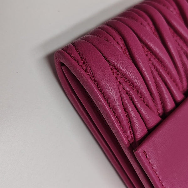 Flap Wallet Quilted Lambskin Red Wallet