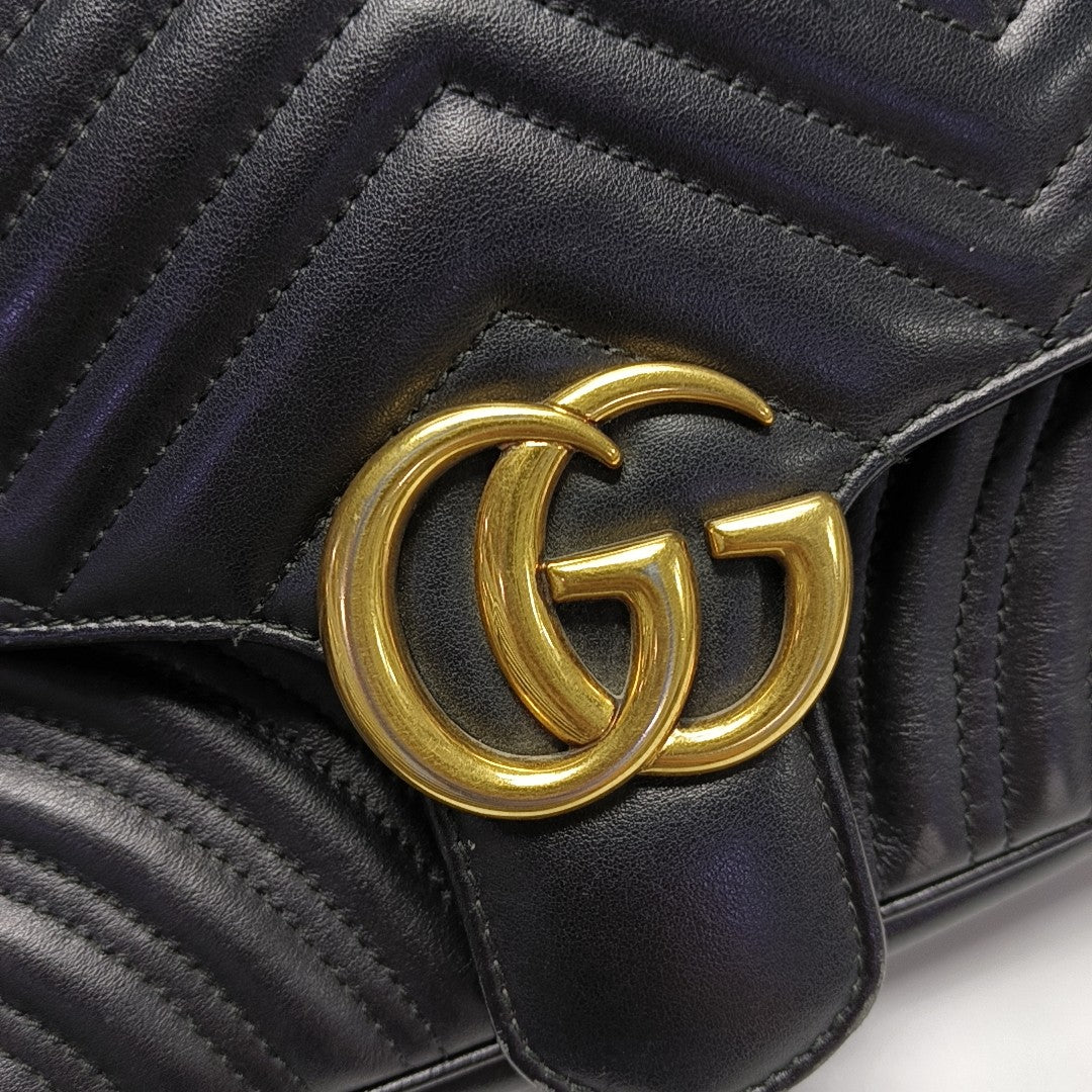 GG Marmont Medium Quilted Calfskin Black