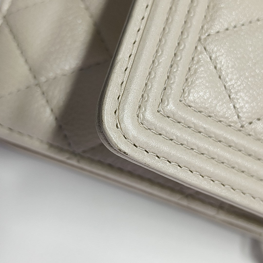 BOY CHANEL Mini Quilted Calfskin Beige
