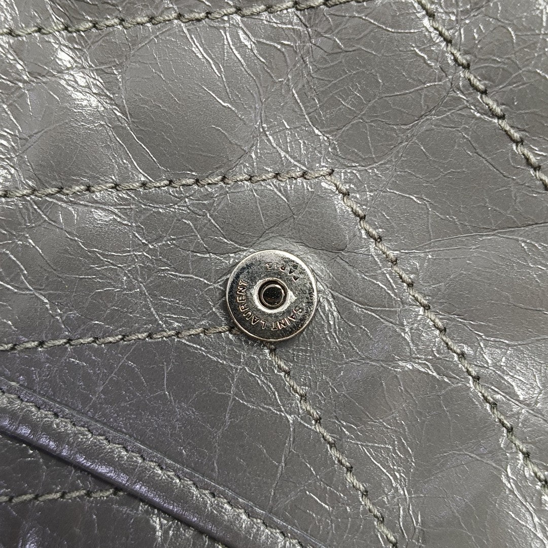 NIKI Small Chevron Calfskin Gray