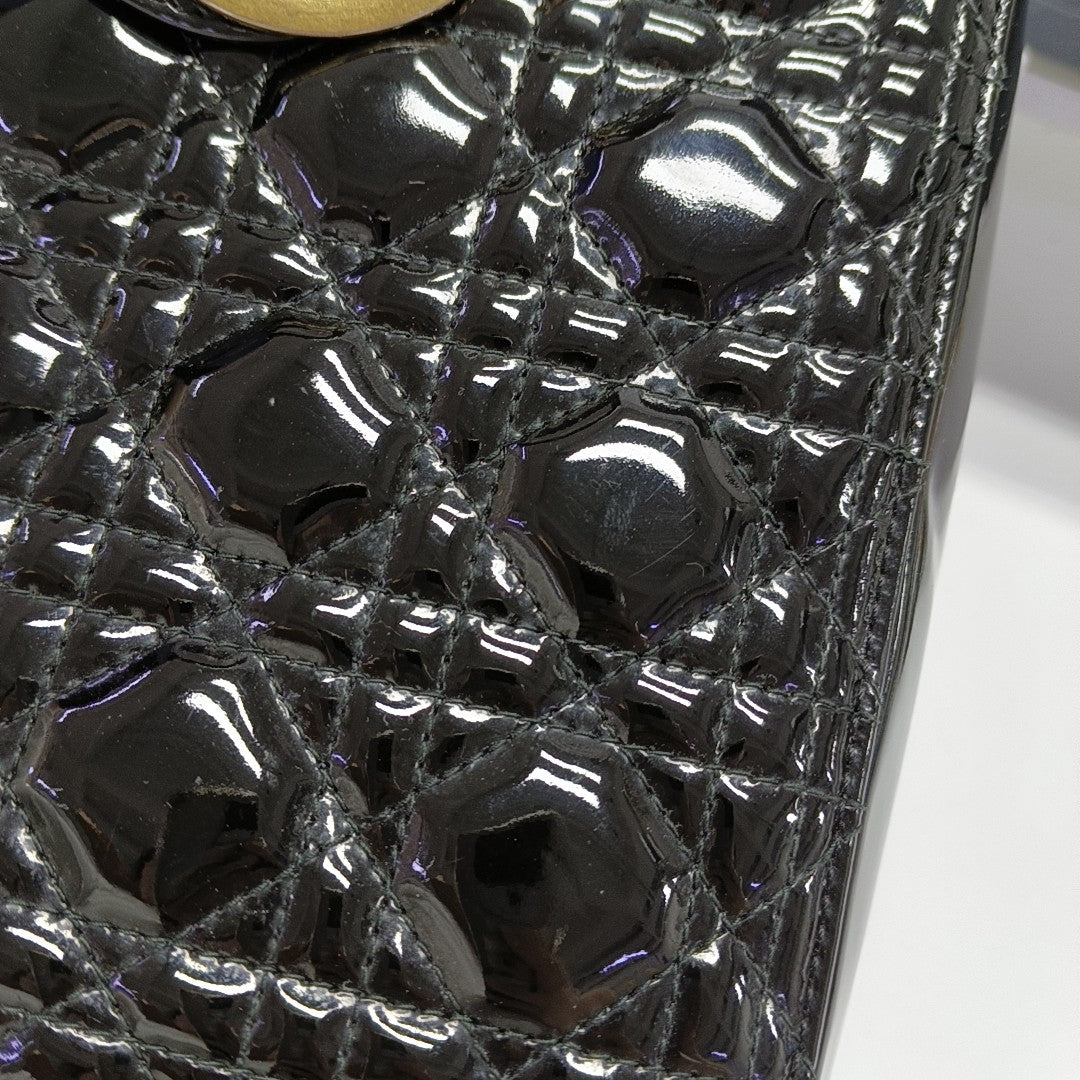 Lady Dior Grande Cannage Charol Negro