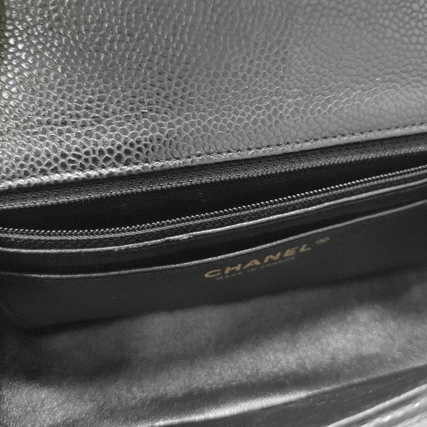 CLASSIC FLAP Mini Quilted Grained Calfskin Black