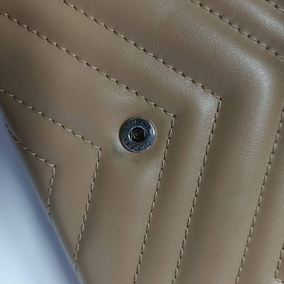 GG Marmont Small Quilted Calfskin Beige