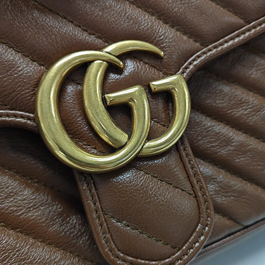 GG Marmont Medium Quilted Calfskin Brown