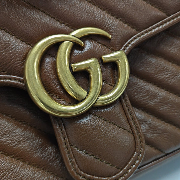 GG Marmont Medium Quilted Calfskin Brown