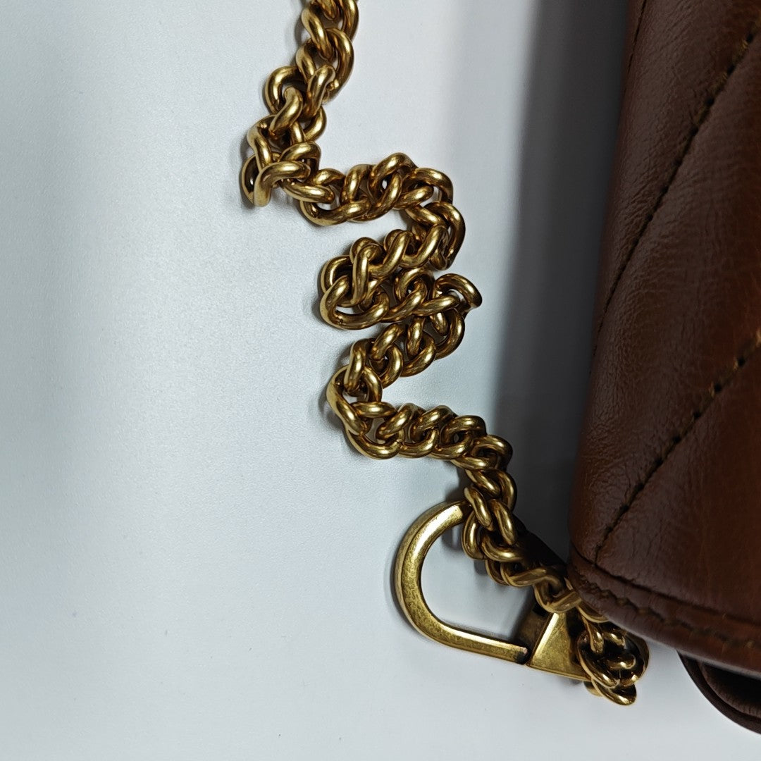 GG Marmont Mini Quilted Calfskin Brown