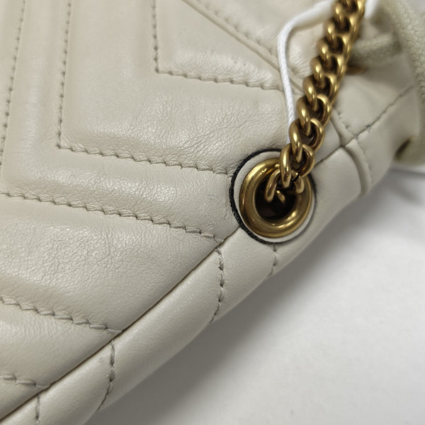 GG Marmont Mini Quilted Calfskin White