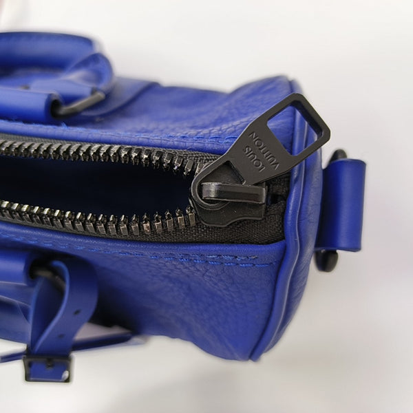 KEEPALL Monogram Calfskin Blue