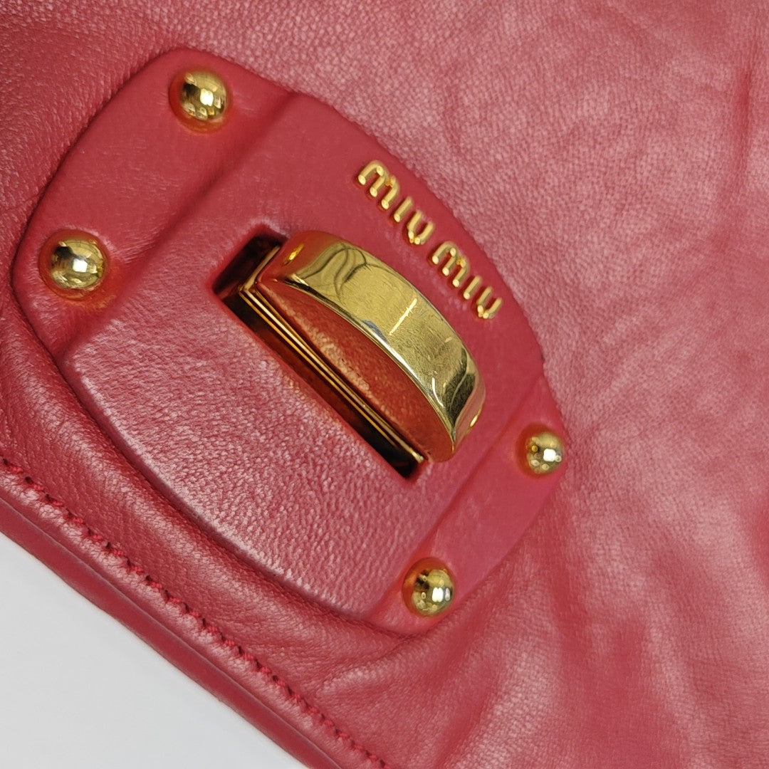 Lambskin Clutch Red
