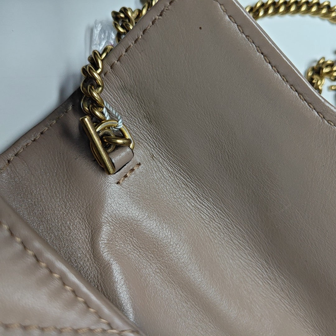 GG Marmont Mini Quilted Calfskin Beige