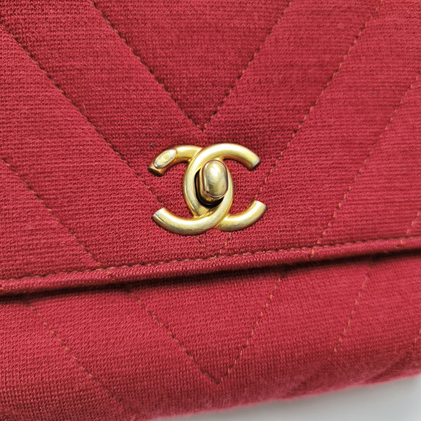 COCO HANDLE Small Chevron Fabric Red
