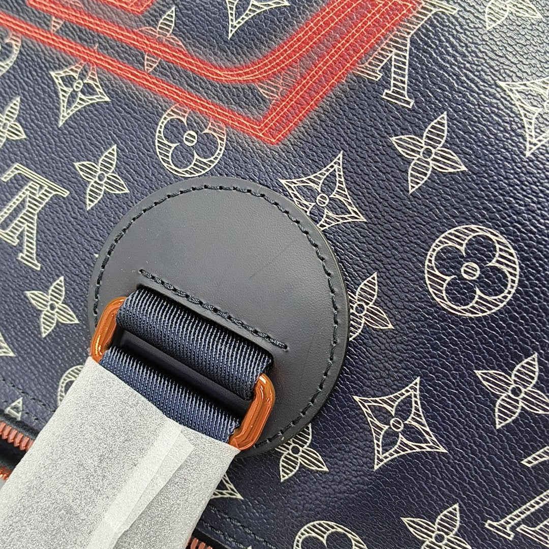 Coated Canvas Shoulder Bag Blue