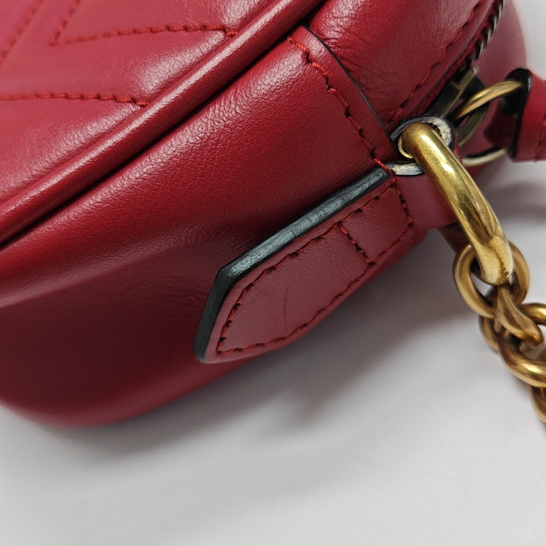 GG Marmont Super Mini Quilted Calfskin Red