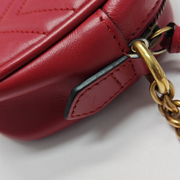 GG Marmont Super Mini Quilted Calfskin Red