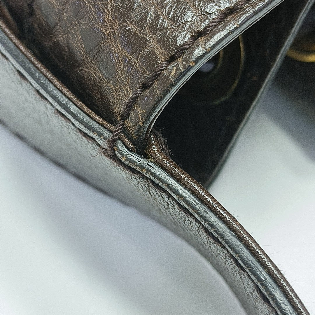 Monogram Calfskin Top Handle Bag Brown