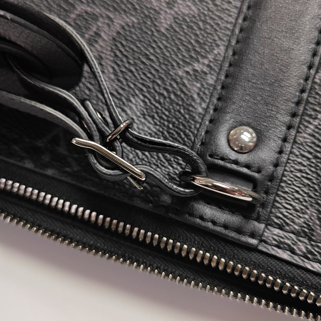 KEEPALL Monogram Coated Canvas Black