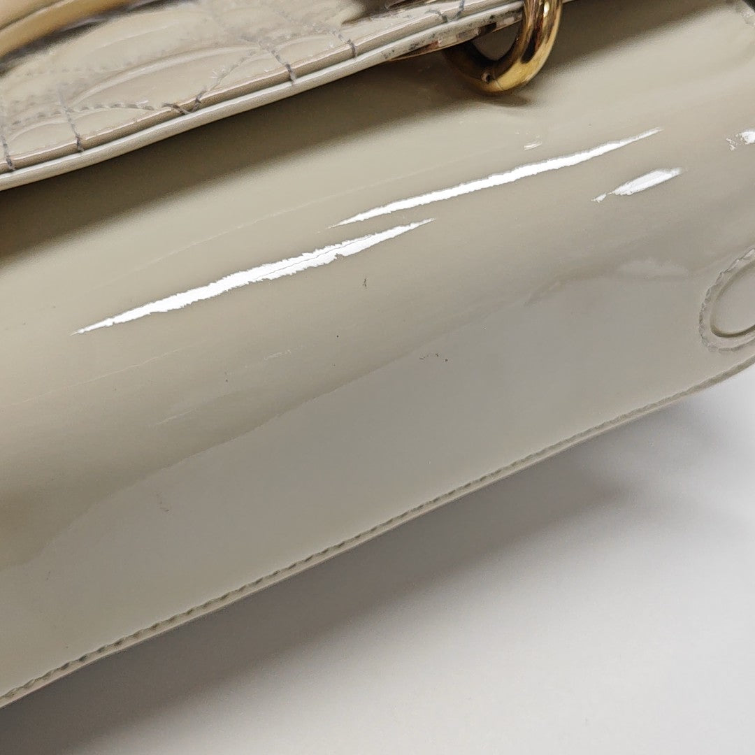 Lady D-Joy Small Cannage Patent Leather White