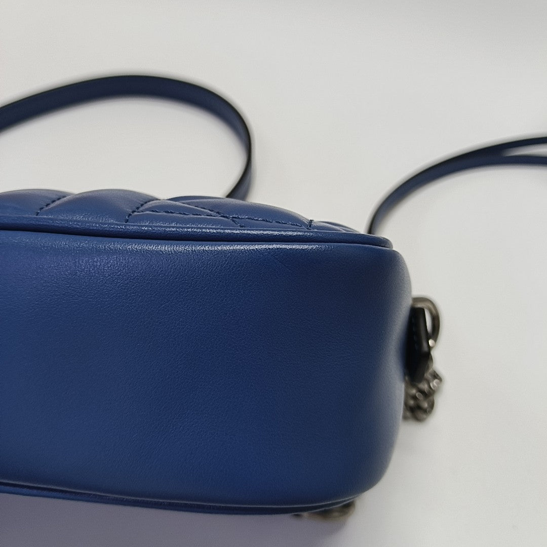 GG Marmont Mini Quilted Calfskin Blue