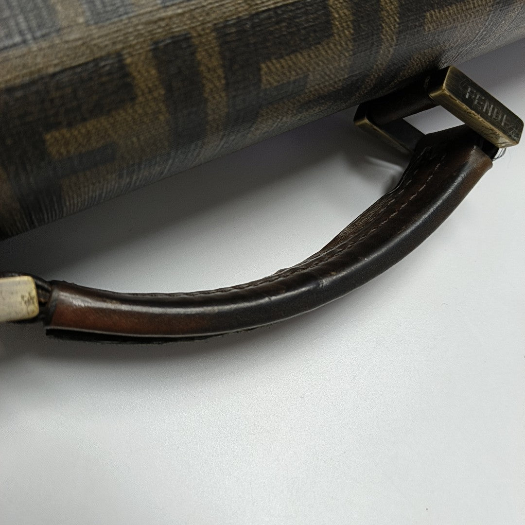 Coated Canvas Top Handle Bag Brown